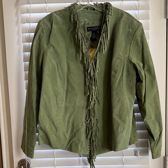 Dialogue Olive Green Fringe Blazer - Picture 6 of 13